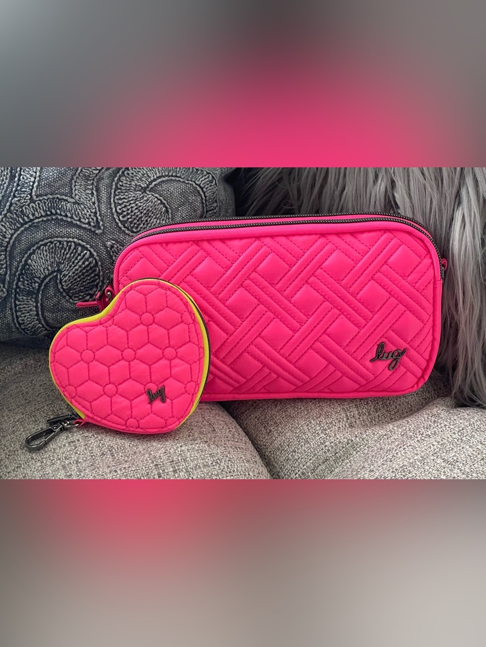 lug Magenta Coupe XL with Heart Coin Pouch